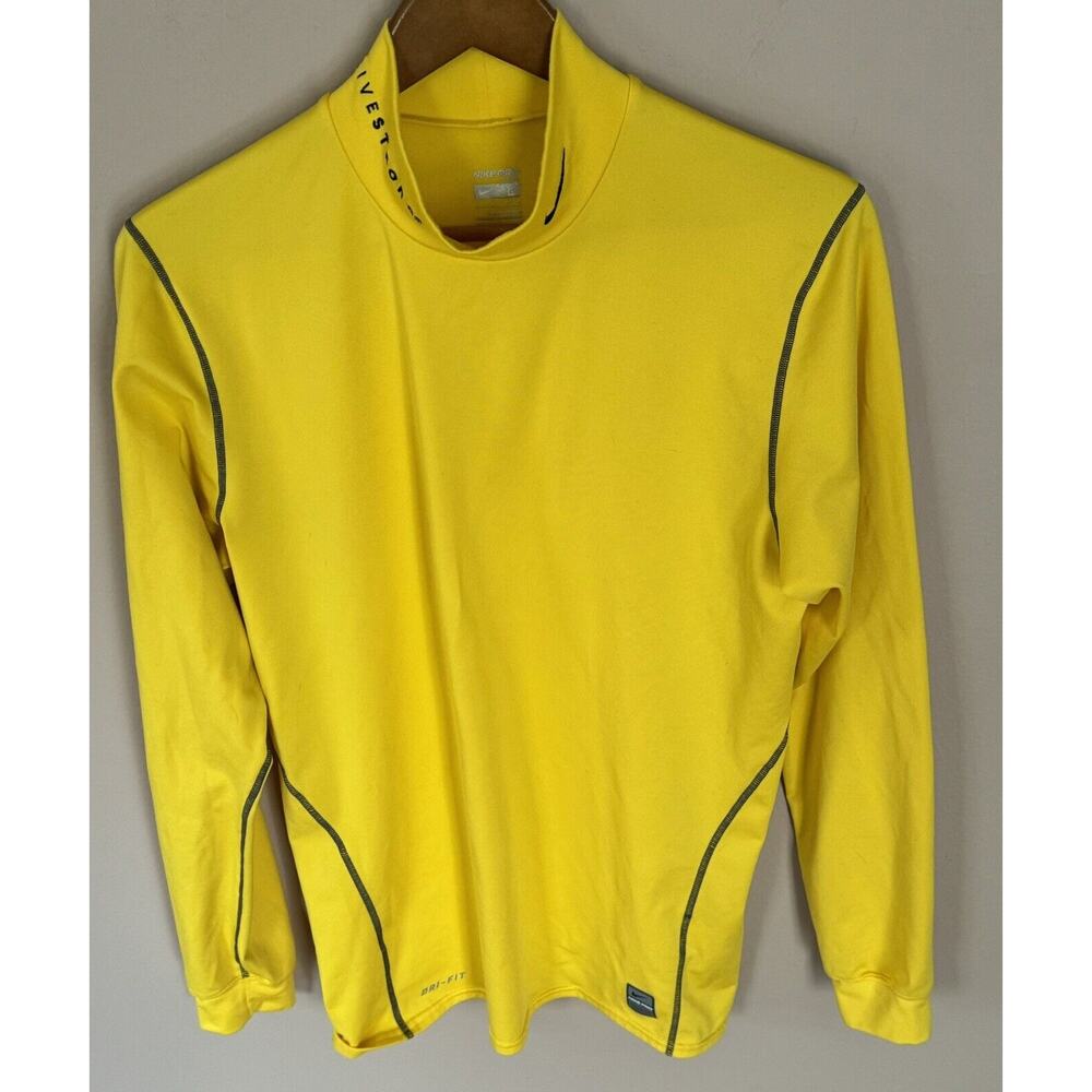 Nike Pro Fitted Yellow Livestrong Lance Armstrong Embroidered Turtleneck L